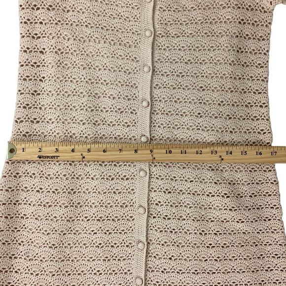 SEZANE Cassey Mini Dress Size XS Cotton Crochet Fancy Knit Button Front Cream - Picture 12 of 15